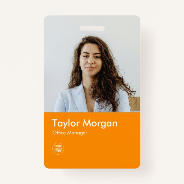 Orange Modern Business ID Card | Employee Badge (Front)