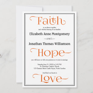 Orange Modern Christian Wedding Invitations