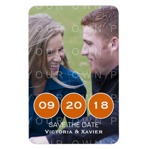 Orange Modern Circles Photo Save the Date Magnet