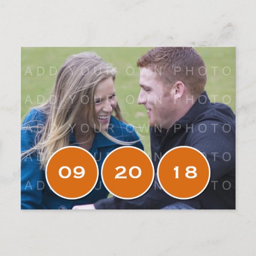 Orange Modern Circles Photo Save the Date Postcard