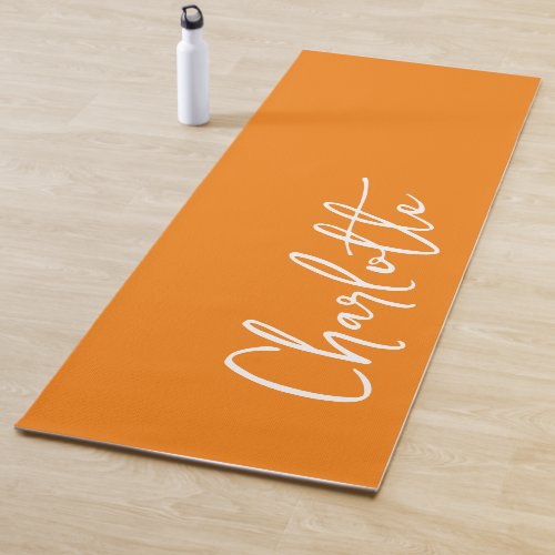 Orange Modern Custom Name   Yoga Mat