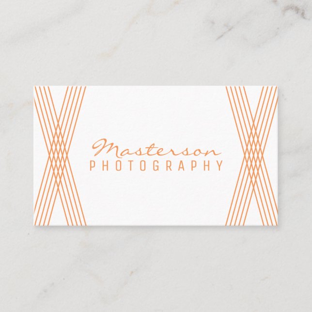 Orange Modern Deco Business Card (Front)