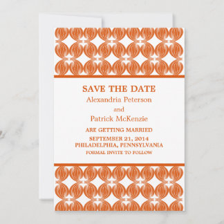 Orange Modern Deco Save the Date Invite