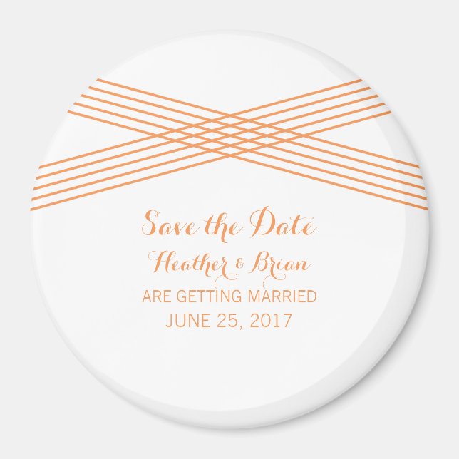 Orange Modern Deco Save the Date Magnet (Front)