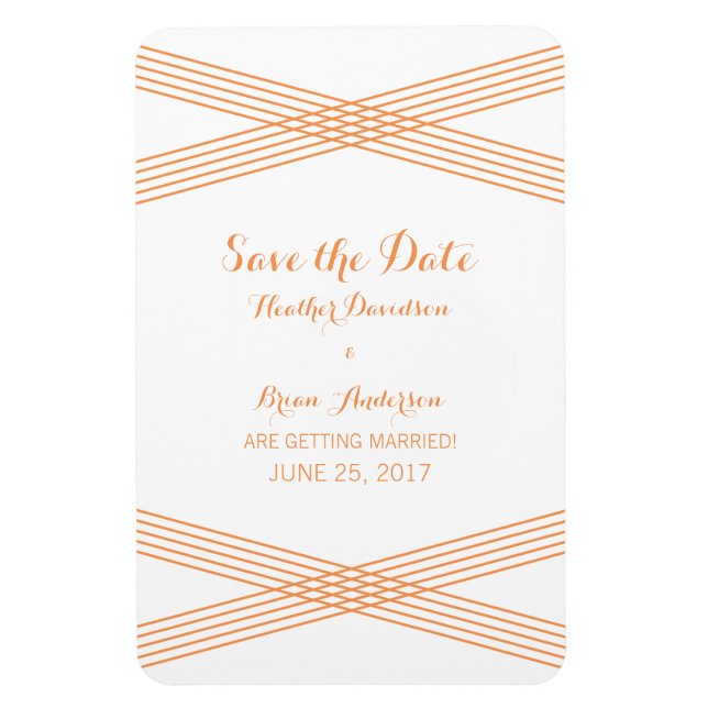 Orange Modern Deco Save the Date Magnet (Vertical)