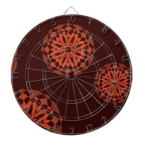 Orange modern decorative geometric flowers dart board