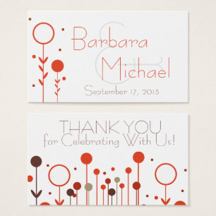 Orange Modern Floral Dot Simple Wedding Favor Tag