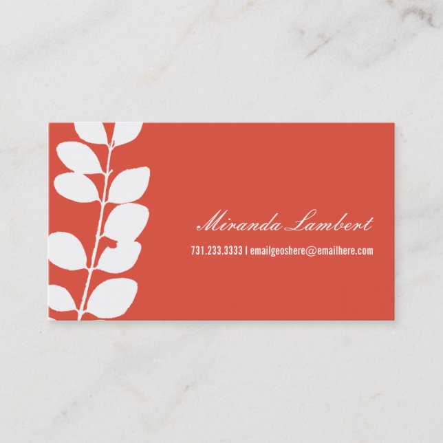 Orange Modern Foliage Calling Cards (Front)