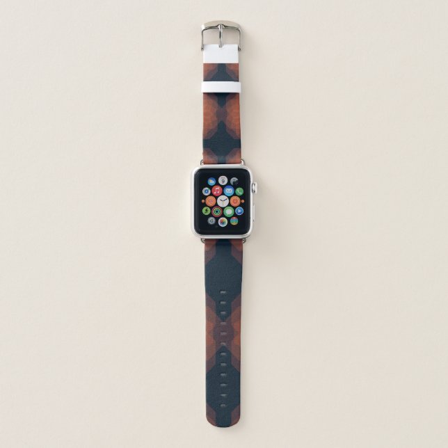Orange, modern geometric flower abstraction apple watch band (Front)