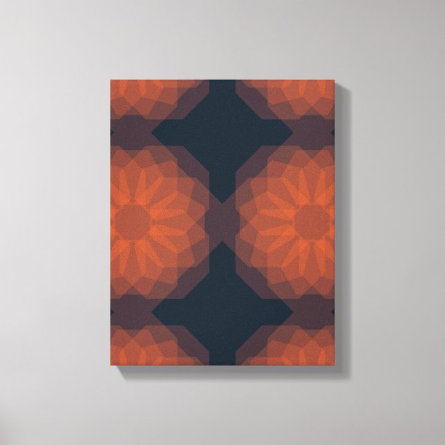 Orange, modern geometric flower abstraction canvas print (Front)