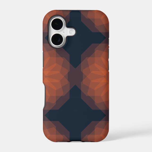 Orange, modern geometric flower abstraction iphone case (Back)