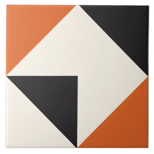 Orange Modern Geometric Shape Pattern Ceramic Tile