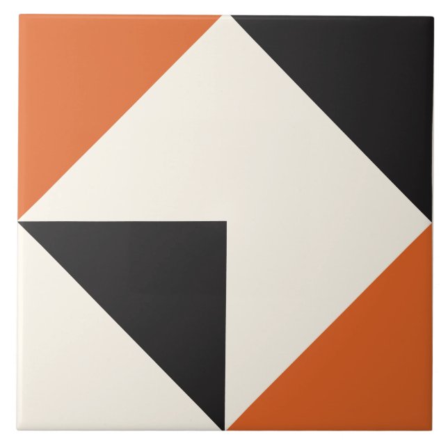 Orange Modern Geometric Shape Pattern Ceramic Tile (Front)