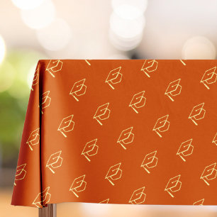 Orange Modern Graduation Cap Pattern Tablecloth