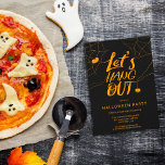 Orange modern Halloween spider hang out script Invitation<br><div class="desc">Cute cool modern Halloween spider hang out script with cute spiders illustration and a modern font,  a simple minimalist black and orange party invitation.</div>