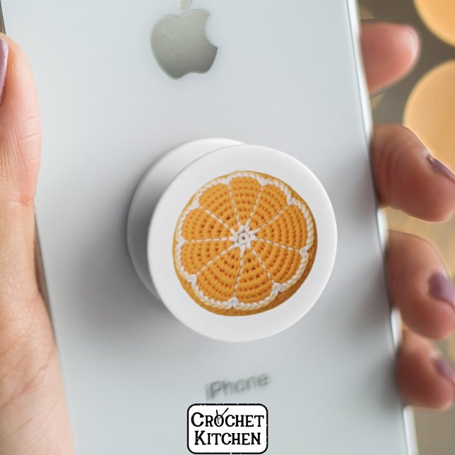 Orange Modern Minimal Fresh Crochet Orange Slice PopSocket (Creator Uploaded)