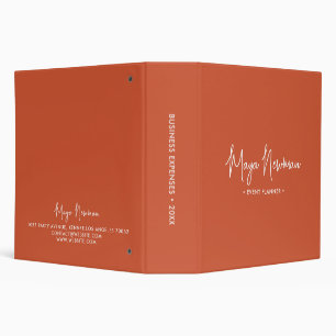 ORANGE Modern Minimalist Feminine Monogram  3 Ring Binder