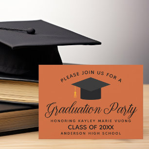 Orange Modern Personalized Graduation Party Invitation