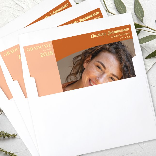 Orange Modern Photo Graduation Envelope Liner (Creator Uploaded)