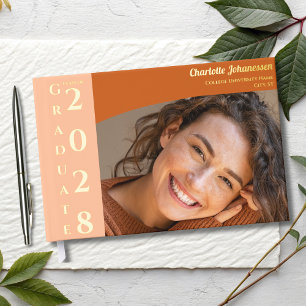Orange Modern Photo Graduation Gold Foil Guest Book