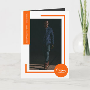 Orange Modern Photo Graduation Invitation