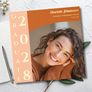 Orange Modern Photo Graduation Party Gold Foil Guest Book
