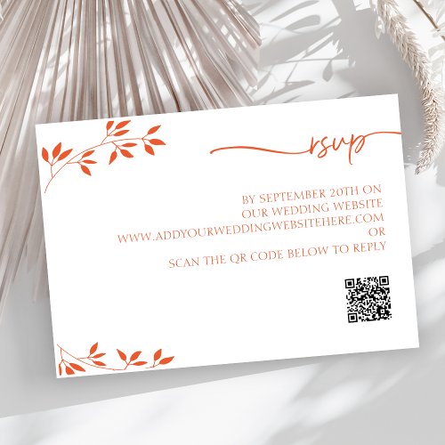 Orange Modern QR Code Spring Wedding Enclosure Card