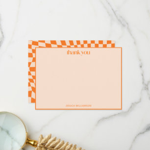 Orange Modern Retro Graduation 2026 Checker Thank You Card