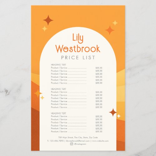 Orange Modern Retro Groovy Price List Flyer