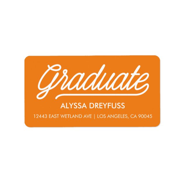 Orange Modern Script Graduate Address Labels