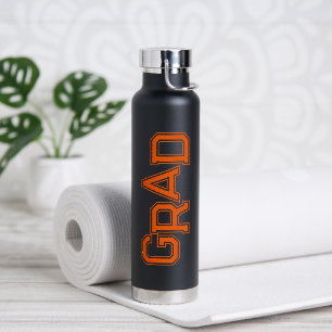 Orange Modern Simple High School Grad Graduation Water Bottle