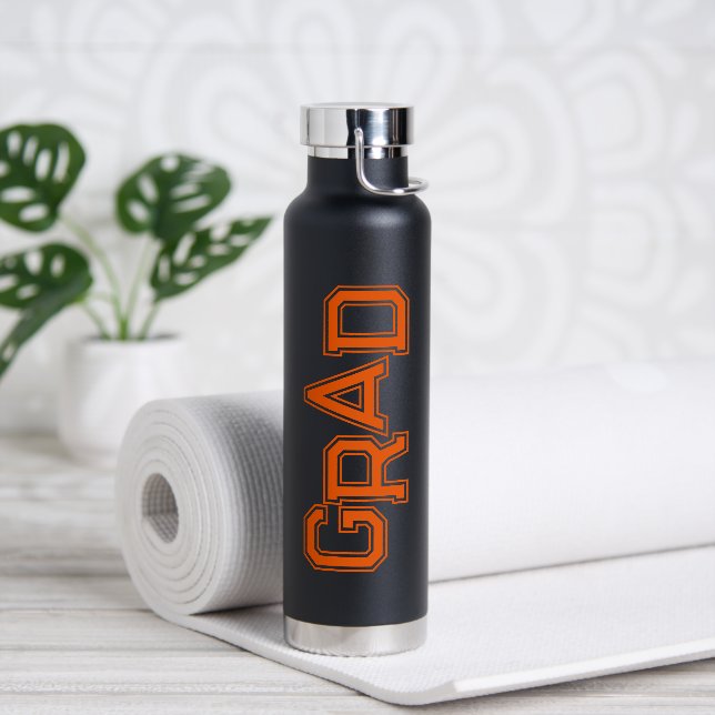 Orange Modern Simple High School Grad Graduation Water Bottle (Yoga)