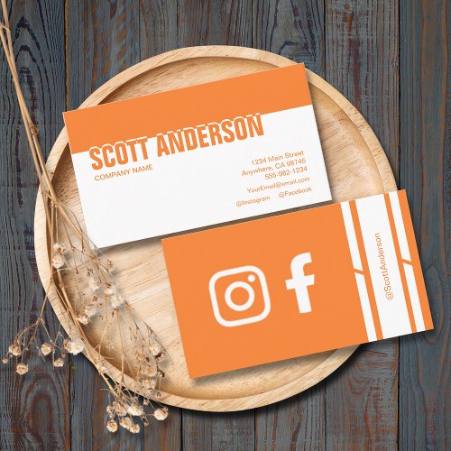 Orange Modern Social Media Business Card