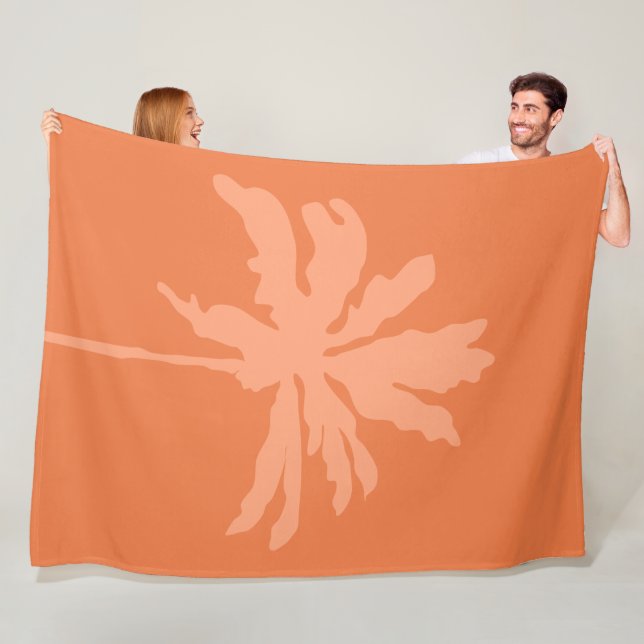 Orange  Modern Summer Tropical Palm Tree  Fleece Blanket (In Situ)