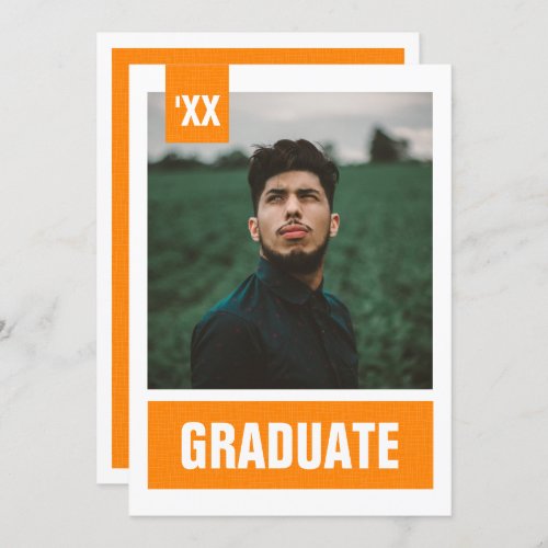 Orange Modern Textured Photo Graduation Invitation