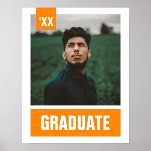 Orange Modern Textured Photo Graduation Poster