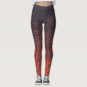 Orange, modern, urban halftone dots pattern design leggings