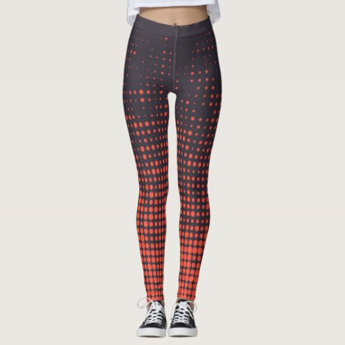 Orange modern urban halftone dots pattern design leggings