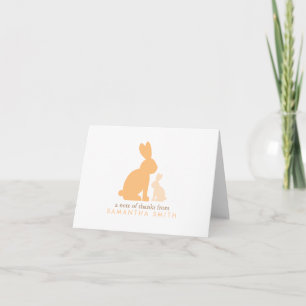 Orange Mom and Baby Rabbit Thank You Notes