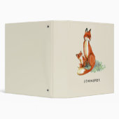 Orange Momma Fox and Pup Watercolor Illustration 3 Ring Binder (Background)