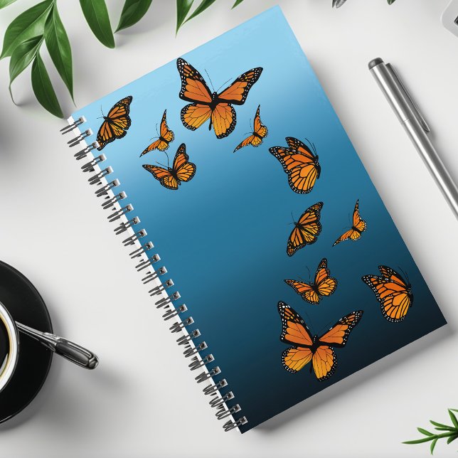 Orange Monarch Butterflies Blue Ombre Nature Planner (Creator Uploaded)