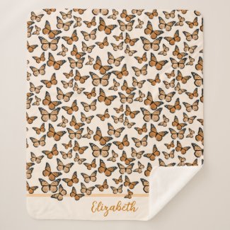 Orange Monarch Butterflies Custom Name 