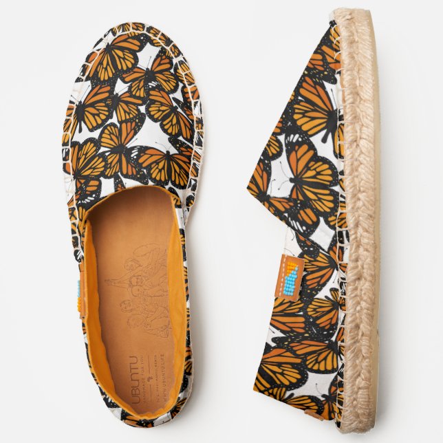 Orange Monarch Butterflies Tropical Pattern Espadrilles (Side)