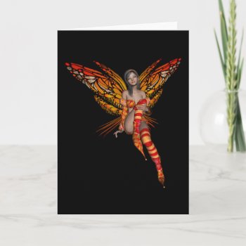 Orange Monarch Butterfly 3d Pixie — Fairy 1 Card by VoXeeD at Zazzle