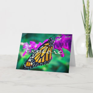 Orange Monarch Butterfly Explore Script Modern Card