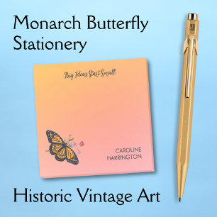 Orange Monarch Butterfly Gold Sunrise Inspiring Post-it Notes