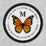Orange Monarch Butterfly Monogram Letter Name Patch<br><div class="desc">Pick ANY butterfly colors (5 max), background, and embroidered border colors on these easy template patches! The SVG color creative flexibility on these circle/round DIY elegant patches truly makes it simple to create personalized color combinations that fit your plans... The cool art design illustrated by Raphaela Wilson features an large...</div>