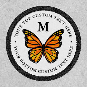 Orange Monarch Butterfly Monogram Letter Name Patch