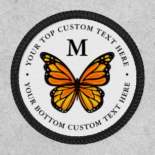 Orange Monarch Butterfly Monogram Letter Name Patch