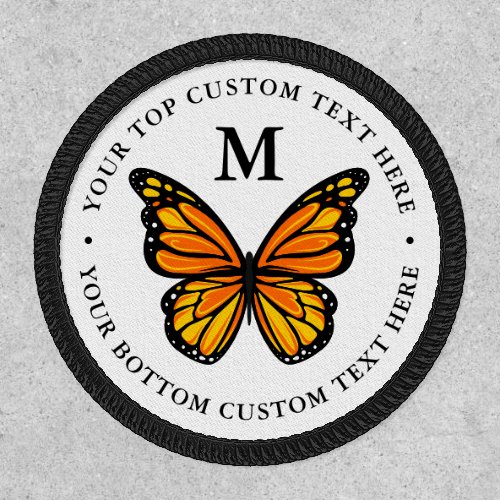 Orange Monarch Butterfly Monogram Letter Name Patch